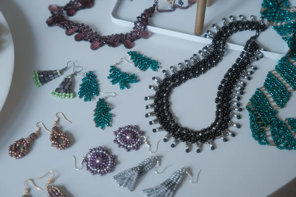 An assortment of beaded earrings